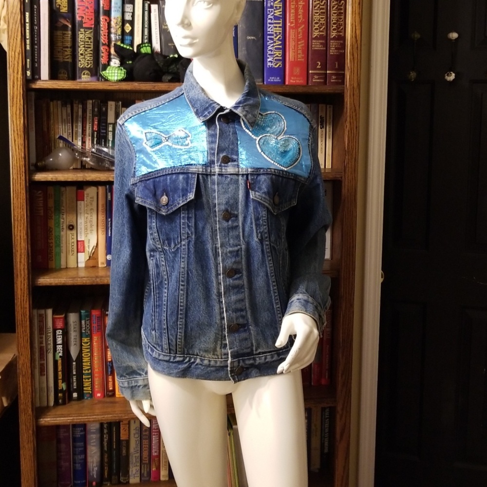 Levi Embellished distressed denim jacket